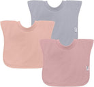 3 baberos impermeables en rosados y gris